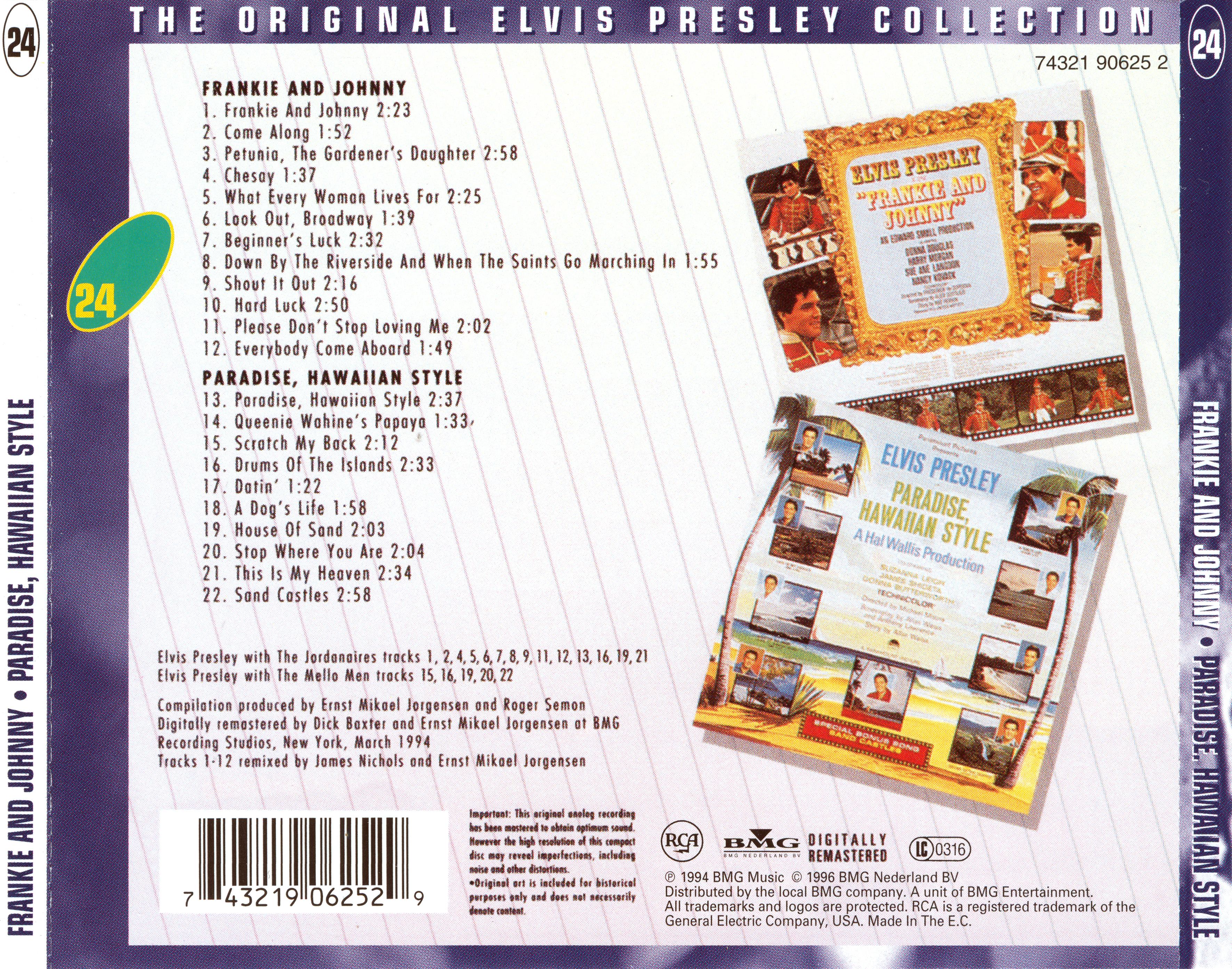 Elvis Presley  The Original Elvis Presley Collection 24; Franky And Johnny, Paradise : Back